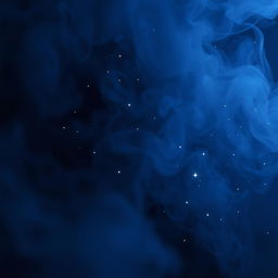 A mysterious and enchanting scene featuring dark blue mist swirling through the air, enriched with glimmering sparkles that twinkle like distant stars