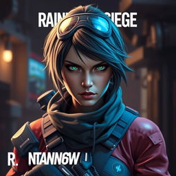 A captivating and artistic representation of Ela from Rainbow Six Siege, reimagined in a bold and stylish way with an emphasis on her distinctive hairstyle, tactical gear, and unique personality
