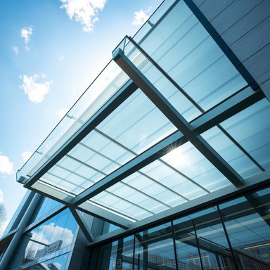 Modern Architectural Marvel with Transparent Polycarbonate Ceiling