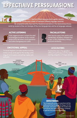 An informative and engaging visual representation of effective persuasion techniques tailored for a Kenyan audience