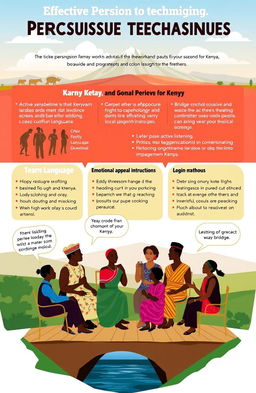 An informative and engaging visual representation of effective persuasion techniques tailored for a Kenyan audience