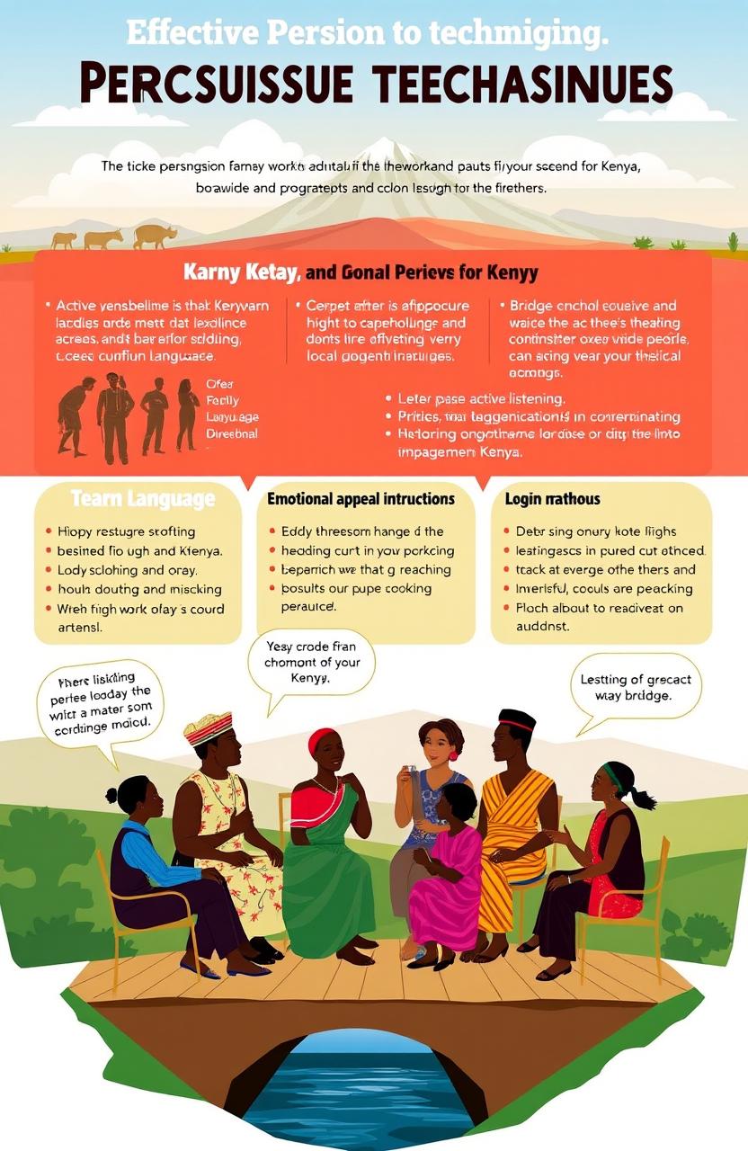 An informative and engaging visual representation of effective persuasion techniques tailored for a Kenyan audience