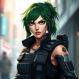 A highly detailed portrait of Ela, the Rainbow Six Siege character, showcasing her unique features