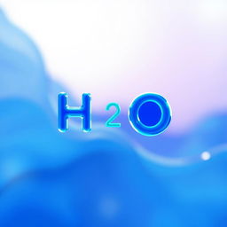 An artistic representation of the molecular structure of water, H2O, showcasing two hydrogen atoms covalently bonded to one oxygen atom