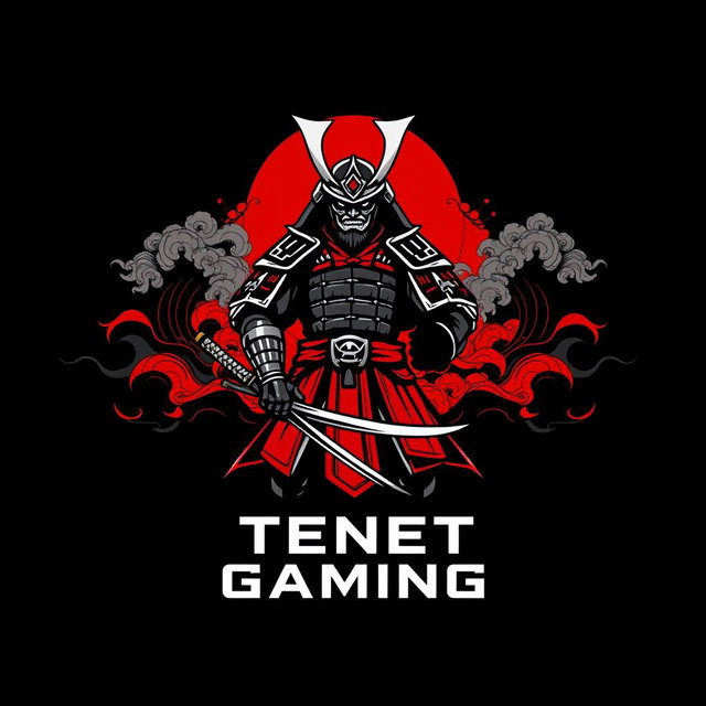 A panoramic, high-resolution 8k concept art logo for 'TENET GAMING'