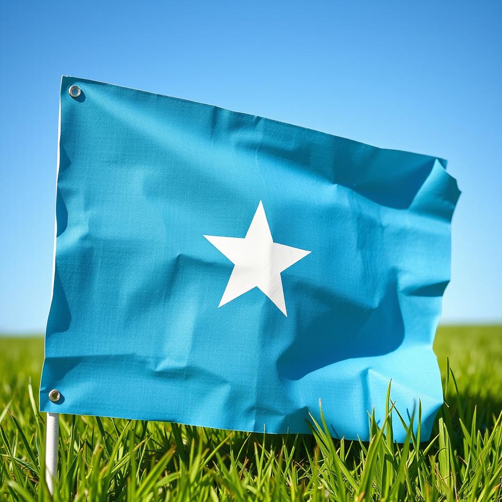 A realistic depiction of the Somalia flag created from colored paper