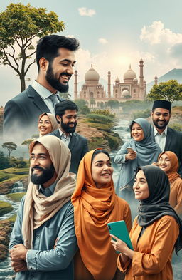 A thought-provoking and visually rich representation of Islamic work ethics intertwined with themes of happiness and wellbeing