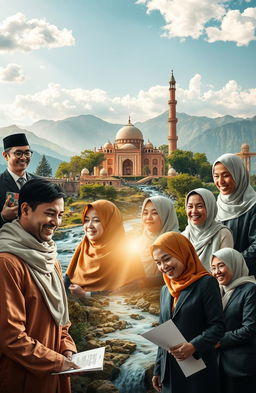 A thought-provoking and visually rich representation of Islamic work ethics intertwined with themes of happiness and wellbeing