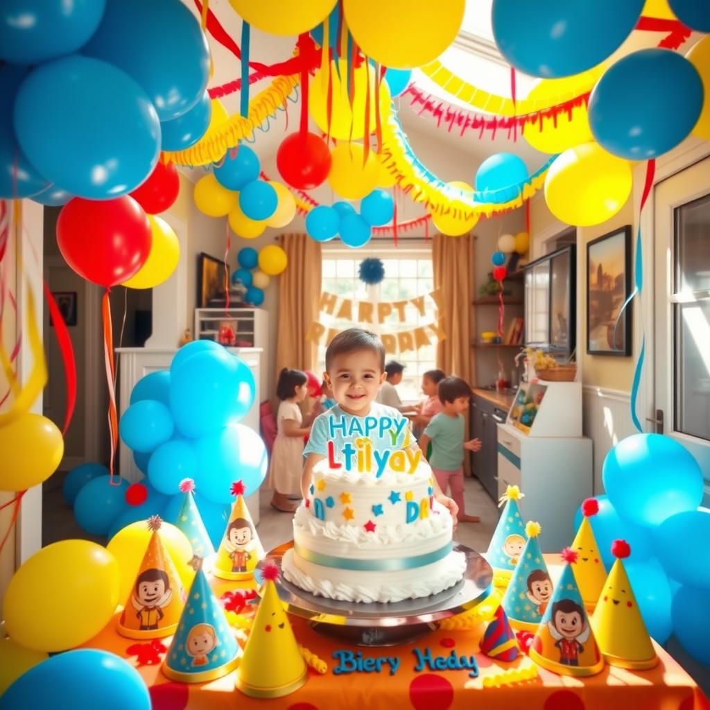 A beautifully decorated interior of a house celebrating a birthday party for a young boy
