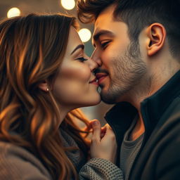 A beautifully intimate moment capturing a couple sharing a tender kiss, conveying deep emotion and affection