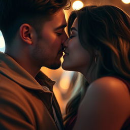 A beautifully intimate moment capturing a couple sharing a tender kiss, conveying deep emotion and affection