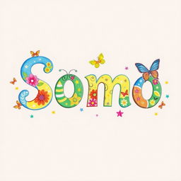 A beautifully crafted colored pencil drawing featuring the name 'Somo'