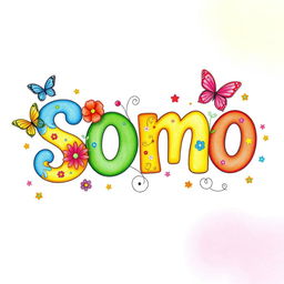 A beautifully crafted colored pencil drawing featuring the name 'Somo'