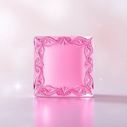A captivating pink square, beautifully designed with intricate patterns and a glossy, reflective surface