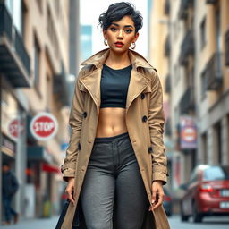 A full-body depiction of Kana, a 20-year-old Middle Eastern Asian woman with a slim thick build