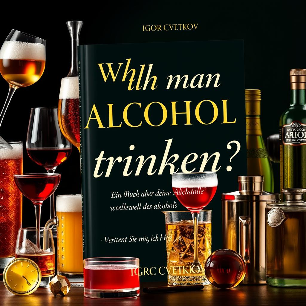 A book cover design for 'Warum man Alkohol trinken sollte