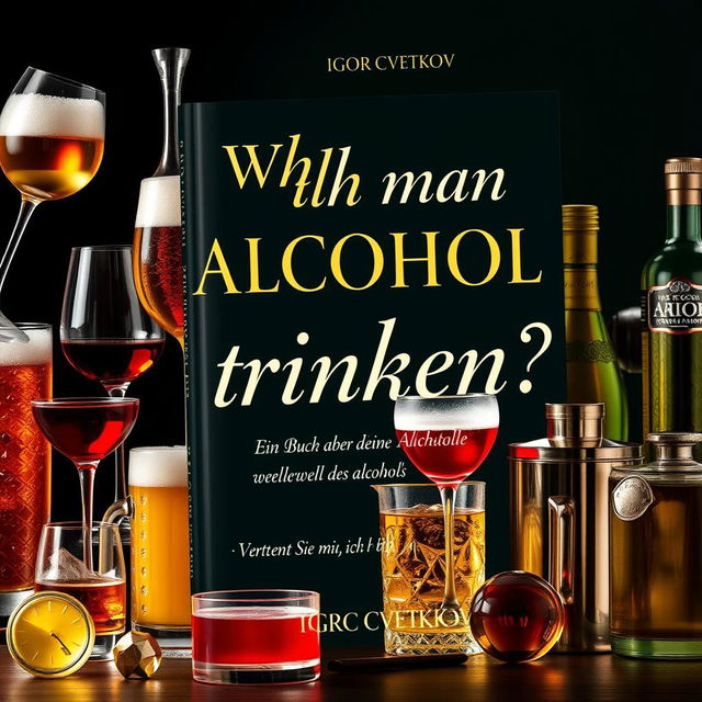 A book cover design for 'Warum man Alkohol trinken sollte