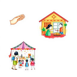 A colorful watercolor artwork showcasing four contemporary Filipino cultures and traditions, featuring faceless figures to convey a sense of universal representation