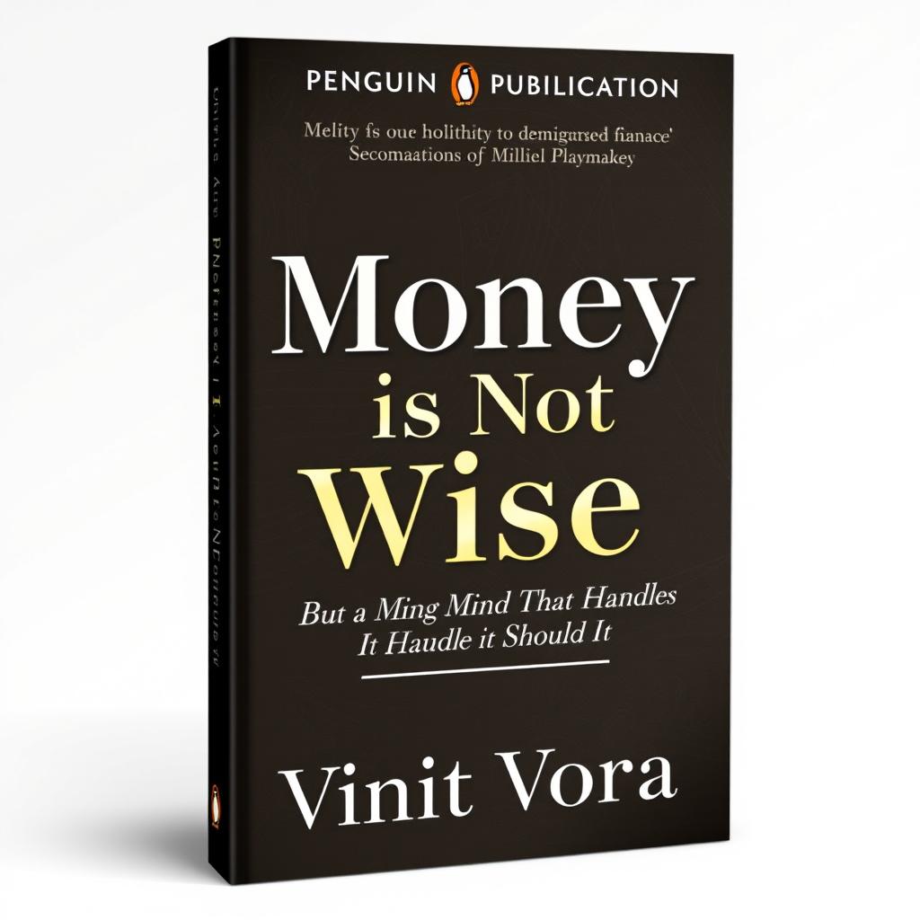 A stylish and artistic book cover for a title 'Money is Not Wise' with a secondary headline 'But the Mind That Handles It Should Be'