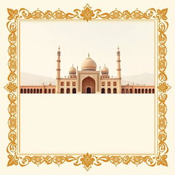 A beautifully crafted digital postcard background themed around Isfahan, featuring a prominent border design inspired by the architectural elegance of Ali Qapu Palace