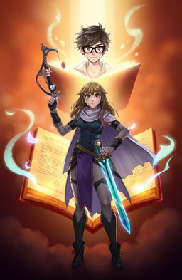 Amarah is positioned centrally, confidently holding an open book that radiates a magical glow, symbolizing the enchanting realm within