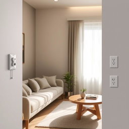 A cozy interior scene featuring an inviting living room with a stylish sofa and a beautiful coffee table