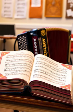 An accordion exercise book, beautifully designed with vibrant colors and intricate patterns on the covers