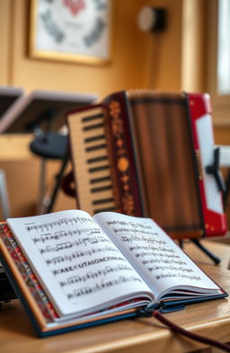 An accordion exercise book, beautifully designed with vibrant colors and intricate patterns on the covers