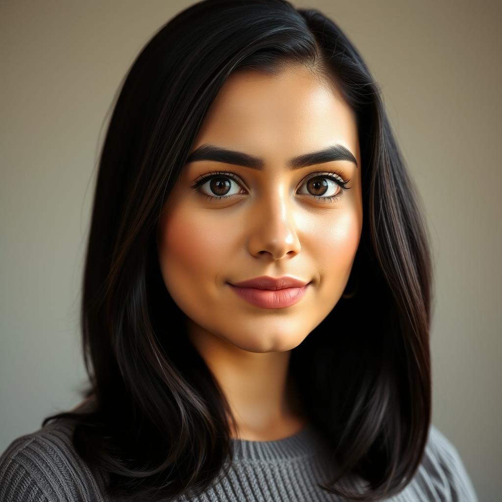 An Iranian woman standing confidently, showcasing her unique beauty