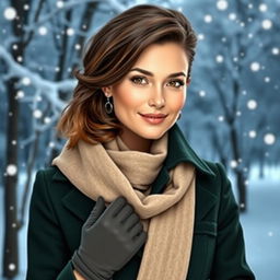 An alluring Russian beauty aged 35 to 45 with a fashionable and modern hairstyle, showcasing sophistication