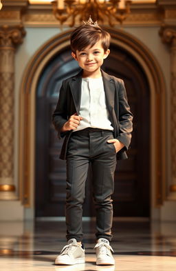 A portrait of a strong and independent tomboy girl, exuding confidence and charisma, who embodies the qualities of a future leader