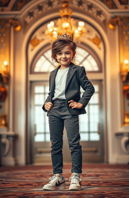 A portrait of a strong and independent tomboy girl, exuding confidence and charisma, who embodies the qualities of a future leader