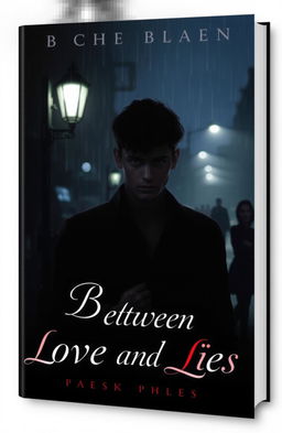 A dark and moody book cover for a psychological drama titled 'Between Love and Lies'