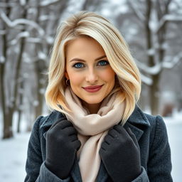 A beautiful Russian woman aged 35 to 45, showcasing elegant blonde hair in a fashionable and contemporary hairstyle