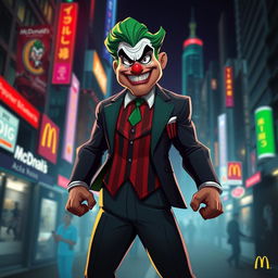 A dynamic character design inspired by a mix of Finix from 'Joker', Gattuso in his AC Milan outfit, and Ray from McDonald's