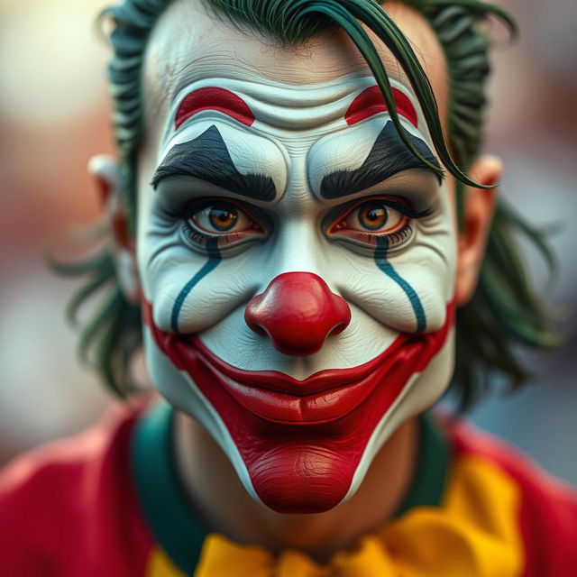 A close-up portrait of a character combining facial features of Finix from 'Joker', Gattuso in his AC Milan outfit, and Ray from McDonald's