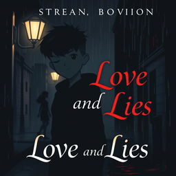 A dark, moody book cover for a psychological drama titled 'Between Love and Lies'