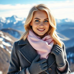 A stunning Russian woman aged 35 to 45, featuring beautiful blonde hair styled in a modern, fashionable way