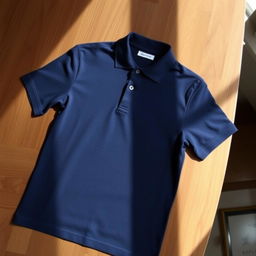 A classic polo shirt, designed in a rich navy blue color, made of soft cotton fabric
