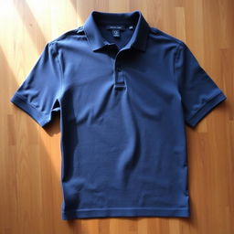 A classic polo shirt, designed in a rich navy blue color, made of soft cotton fabric
