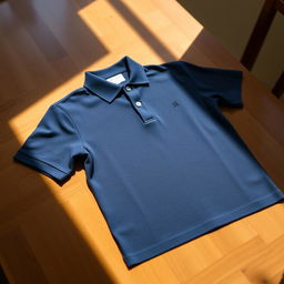 A classic polo shirt, designed in a rich navy blue color, made of soft cotton fabric