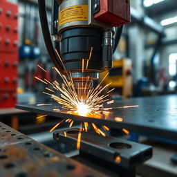 An industrial scene showcasing a close-up of spot welding in action