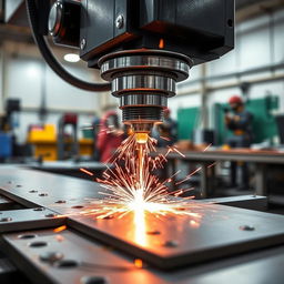 An industrial scene showcasing a close-up of spot welding in action