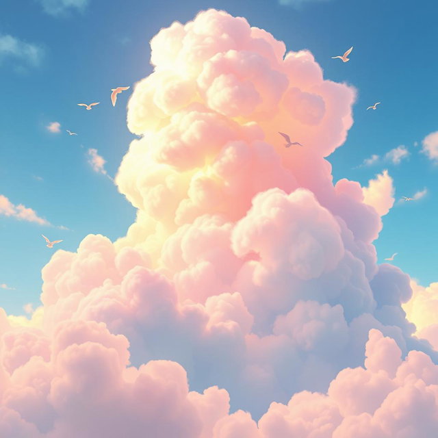 Beautiful animated clouds in the sky, showcasing vibrant colors and dynamic shapes, with a dreamy and whimsical atmosphere
