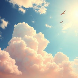 Beautiful animated clouds in the sky, showcasing vibrant colors and dynamic shapes, with a dreamy and whimsical atmosphere