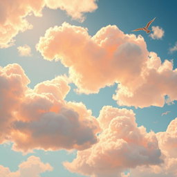 Beautiful animated clouds in the sky, showcasing vibrant colors and dynamic shapes, with a dreamy and whimsical atmosphere