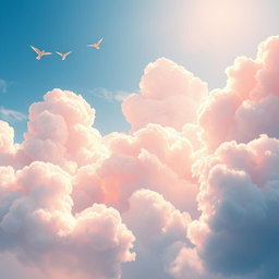 Beautiful animated clouds in the sky, showcasing vibrant colors and dynamic shapes, with a dreamy and whimsical atmosphere