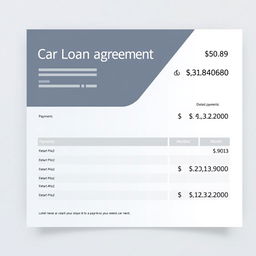 A financial document showcasing a car loan agreement