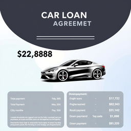 A financial document showcasing a car loan agreement