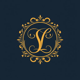 A luxurious brand logo design featuring an elegant monogram in a sophisticated serif font, surrounded by an ornamental border